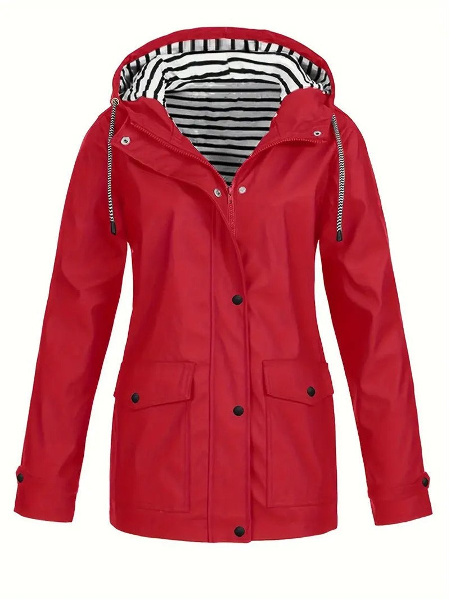 Lola | Chic Hooded Waterproof Jacket with Striped Lining