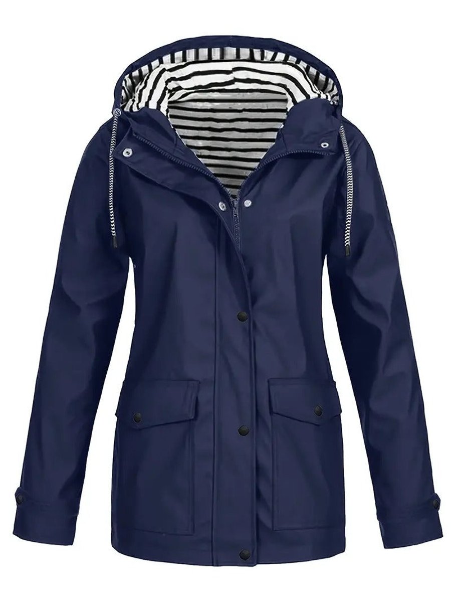 Lola | Chic Hooded Waterproof Jacket with Striped Lining