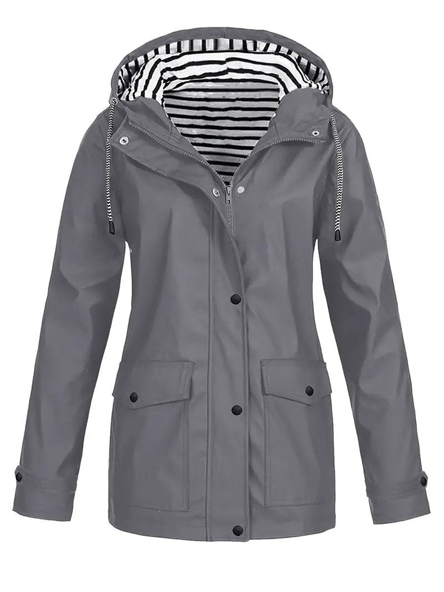 Lola | Chic Hooded Waterproof Jacket with Striped Lining