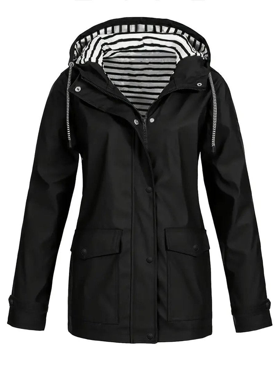 Lola | Chic Hooded Waterproof Jacket with Striped Lining