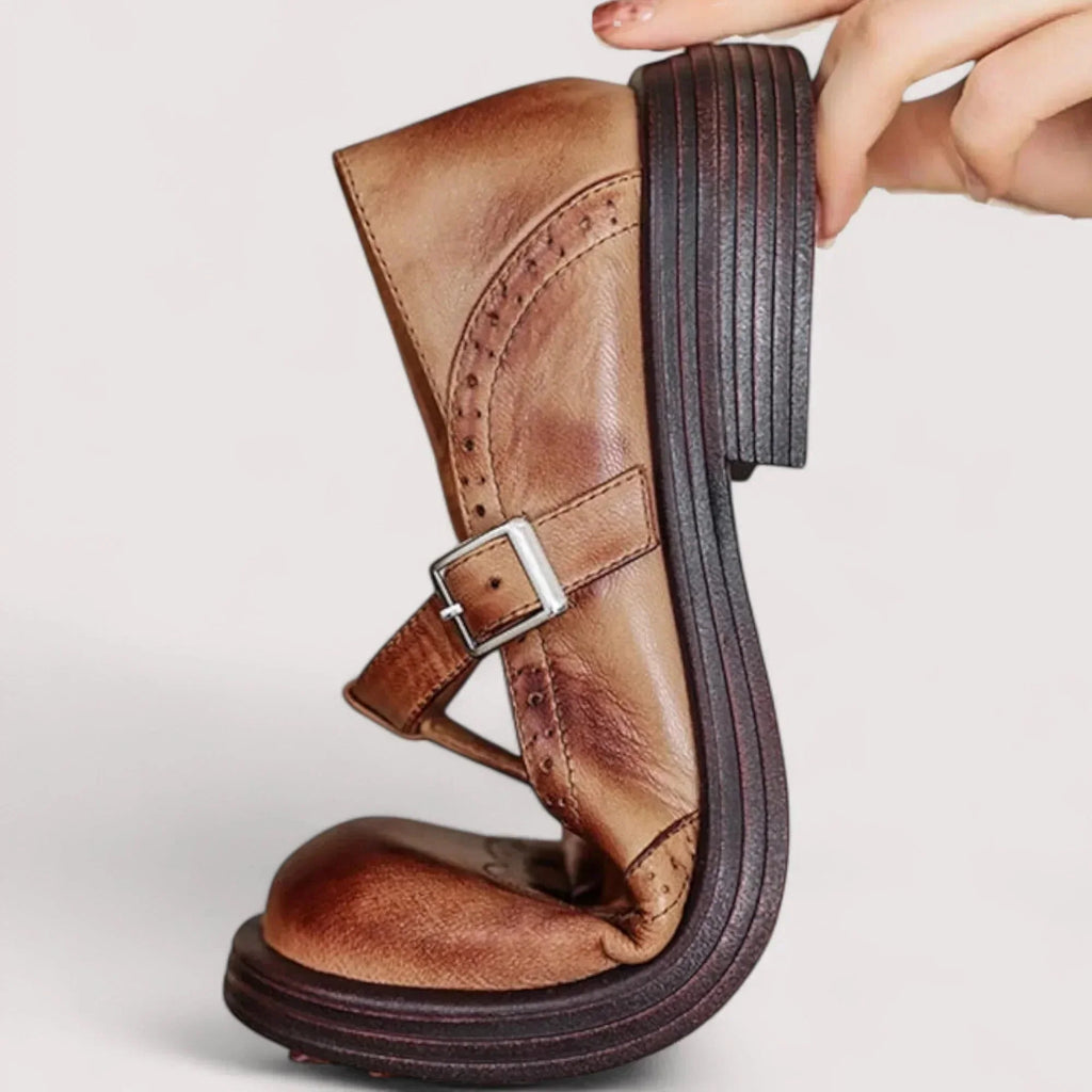 Lottie | Elegant Brogue Mary Jane Shoes with Buckle Strap