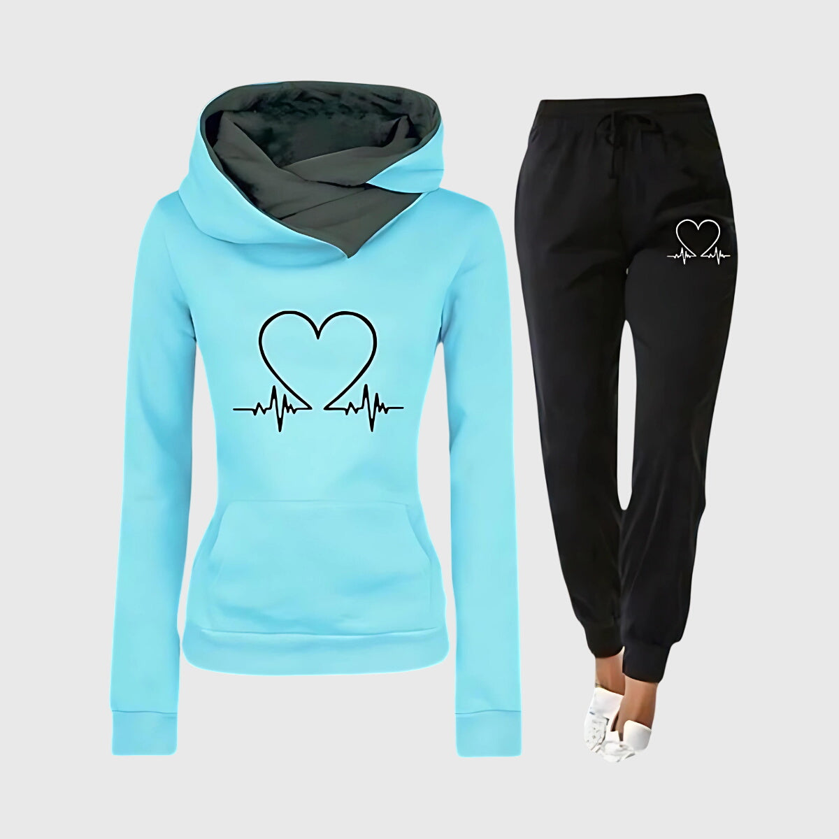 Lottie | Graceful Heart Print Hoodie Tracksuit Set