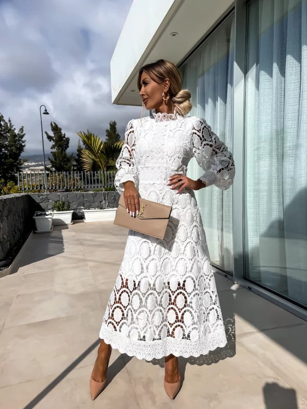 Lottie | Timeless Lace Long Sleeve Christmas Dress