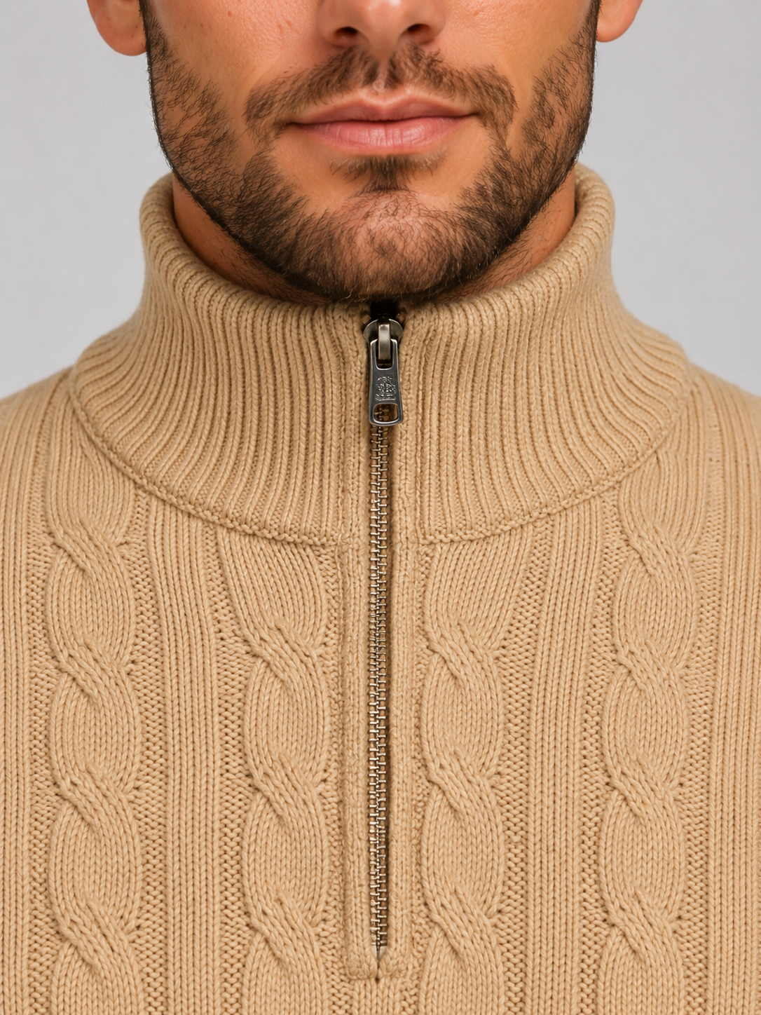 Louie | Quarter Zip Funnel Neck Mens Knit Jumper