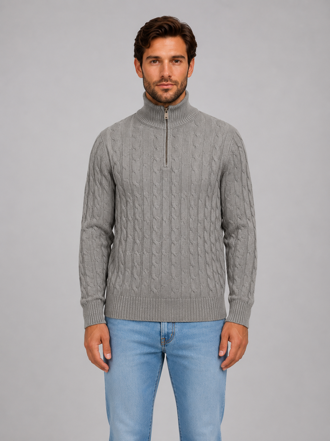 Louie | Quarter Zip Funnel Neck Mens Knit Jumper