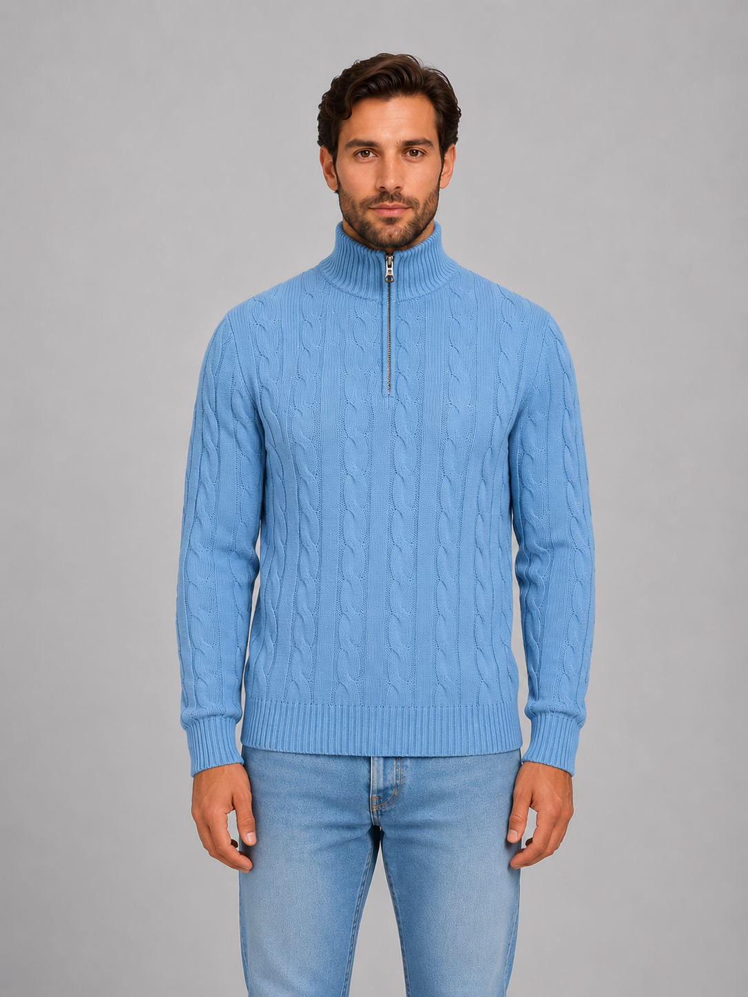Louie | Quarter Zip Funnel Neck Mens Knit Jumper