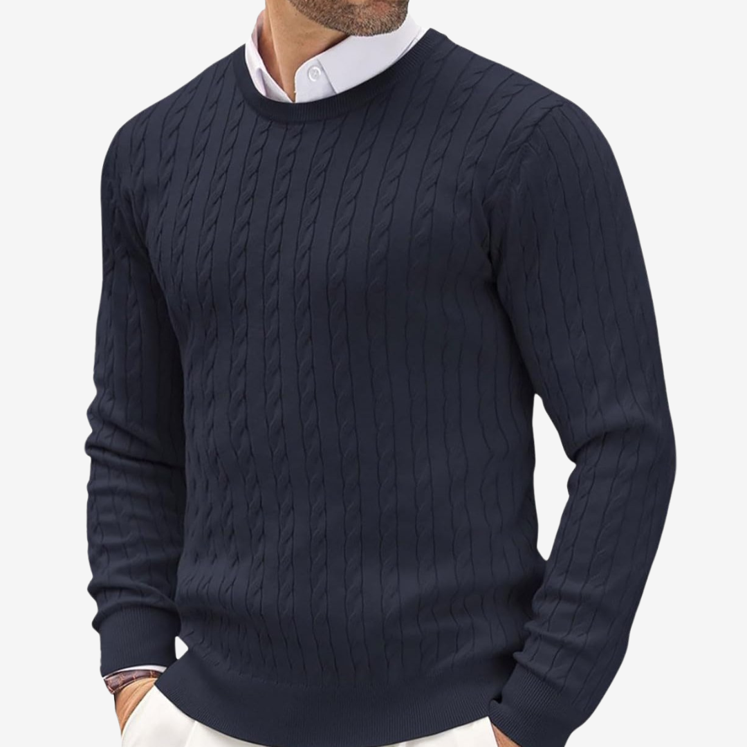 Louis | Cable Knit Crew Neck Mens Knit Jumper