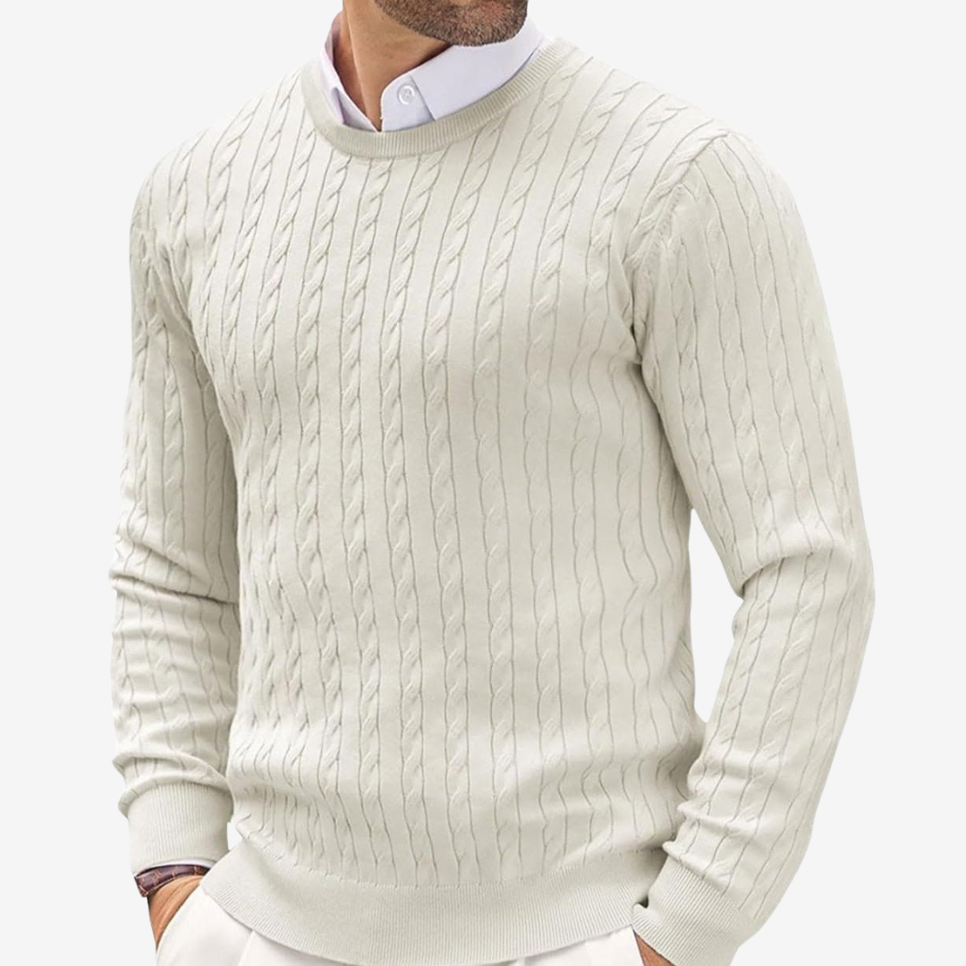 Louis | Cable Knit Crew Neck Mens Knit Jumper