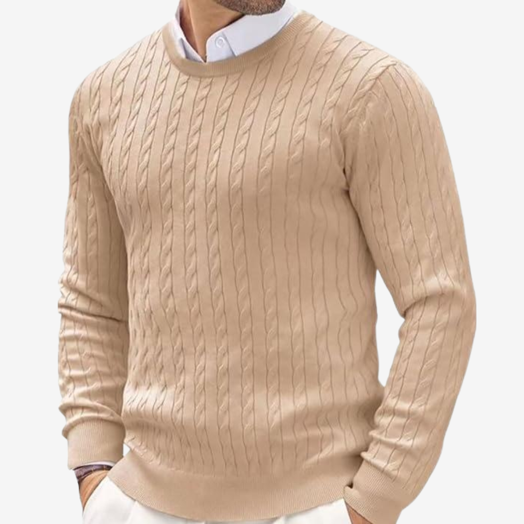 Louis | Cable Knit Crew Neck Mens Knit Jumper