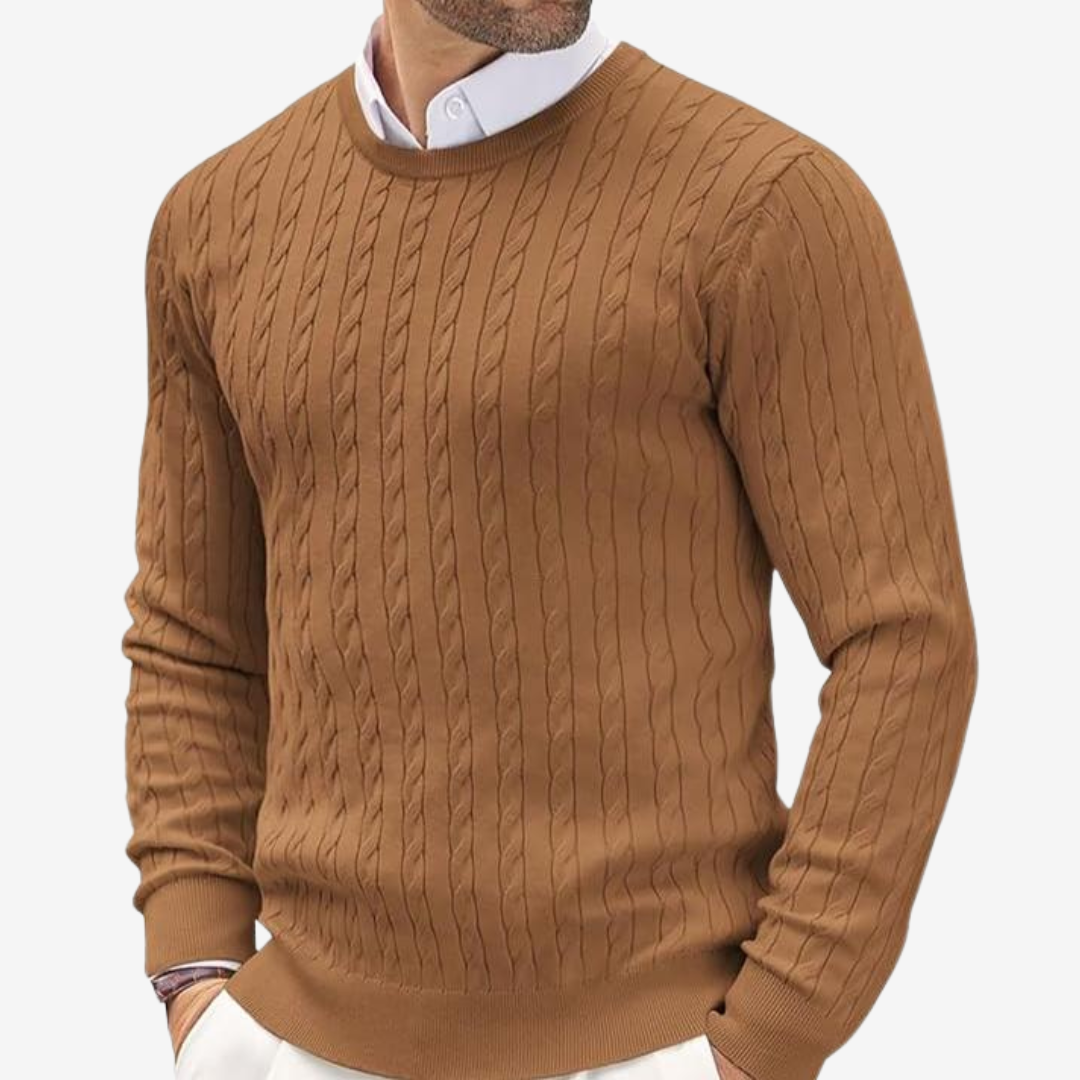 Louis | Cable Knit Crew Neck Mens Knit Jumper