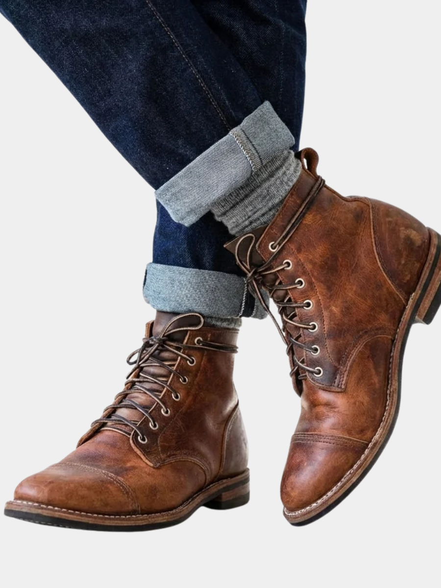 Louis | Rugged Cap Toe Lace-Up Mens Boots