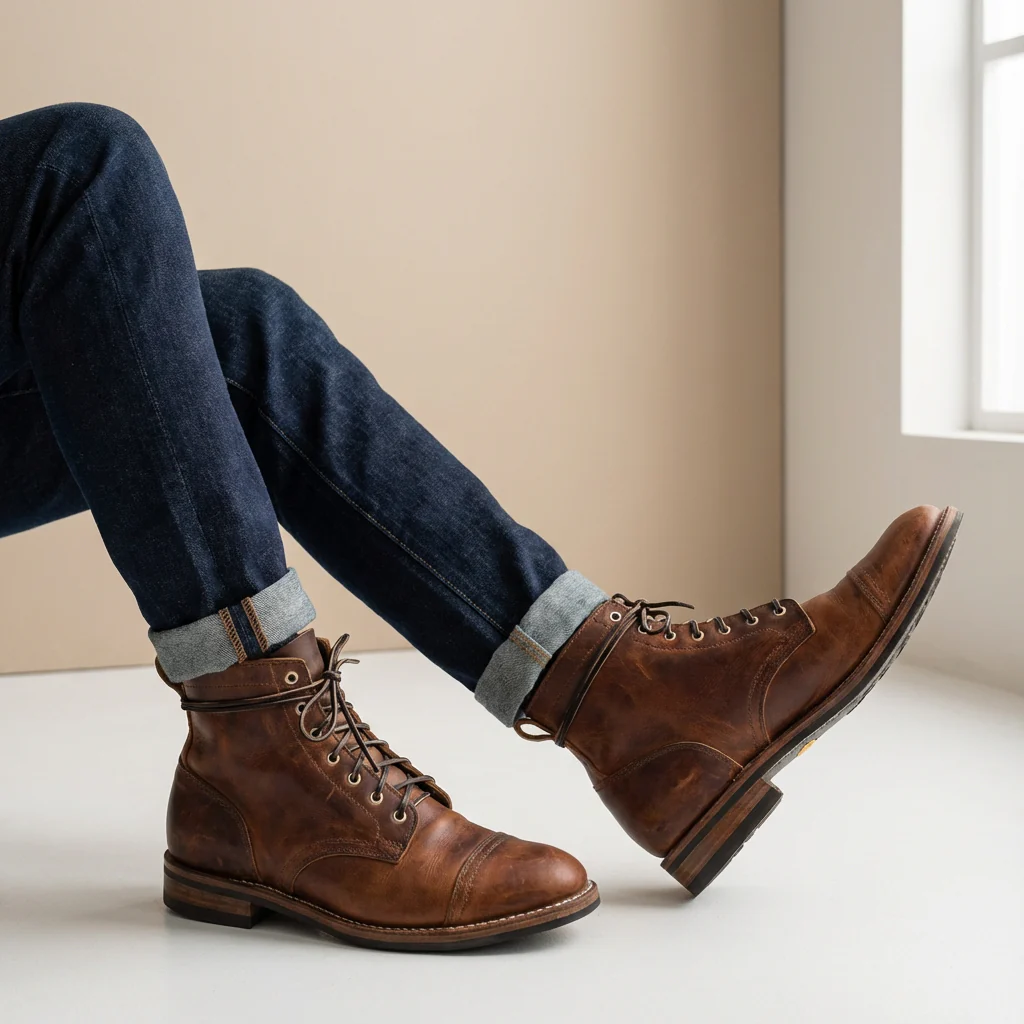 Louis | Rugged Cap Toe Lace-Up Mens Boots