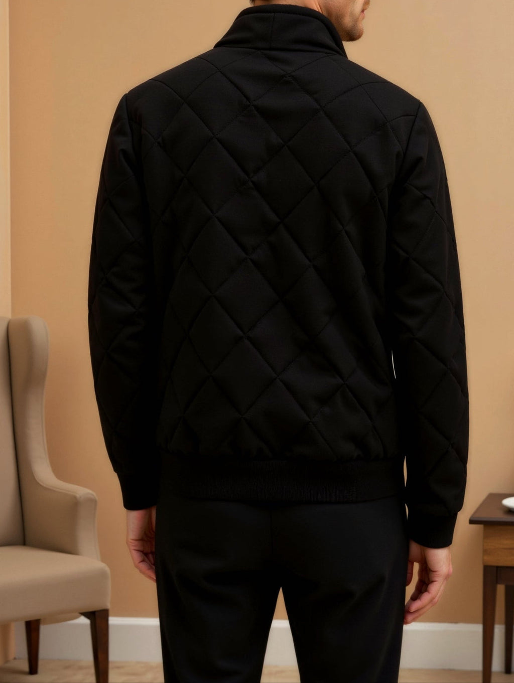 Luca | Cosy Diamond Quilted Jacket with Stand Collar