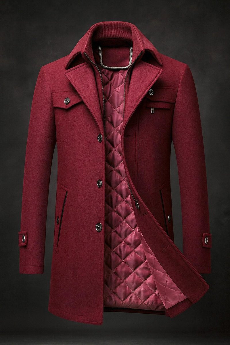 Luca | Graceful Quilted-Lined Double-Collar Mens Overcoat