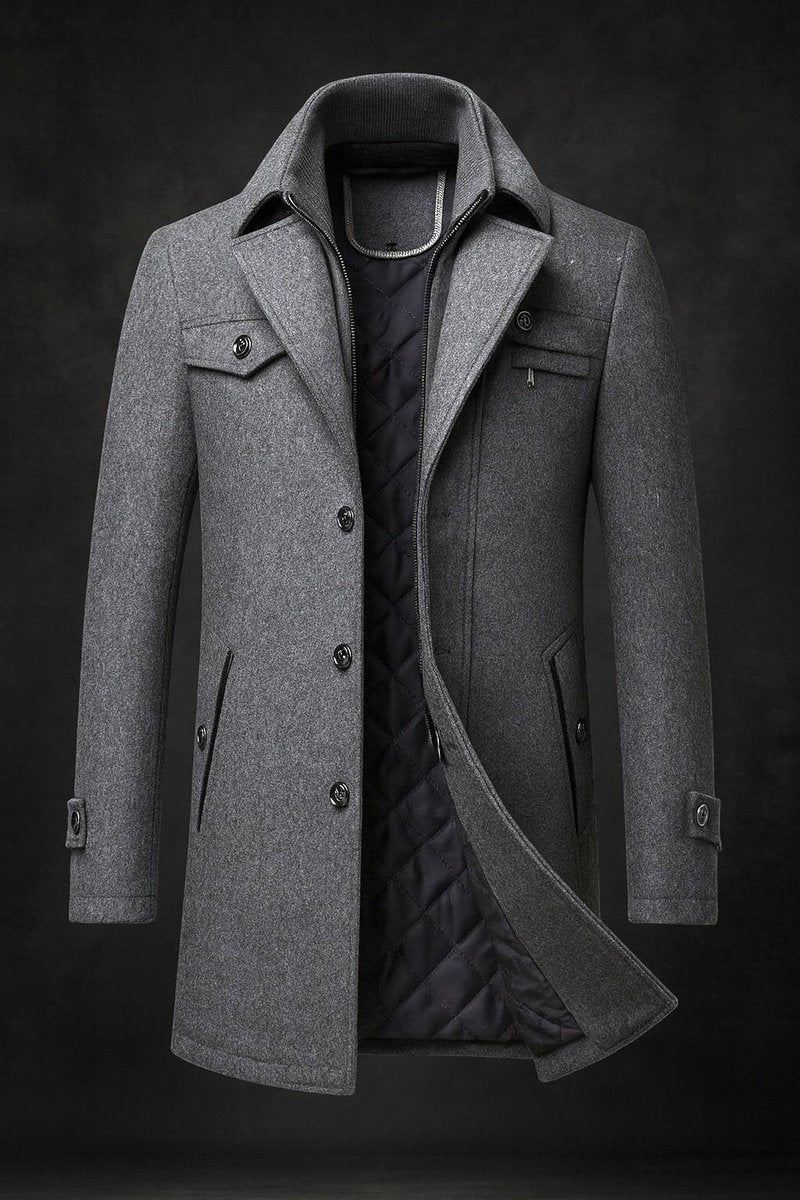 Luca | Graceful Quilted-Lined Double-Collar Mens Overcoat