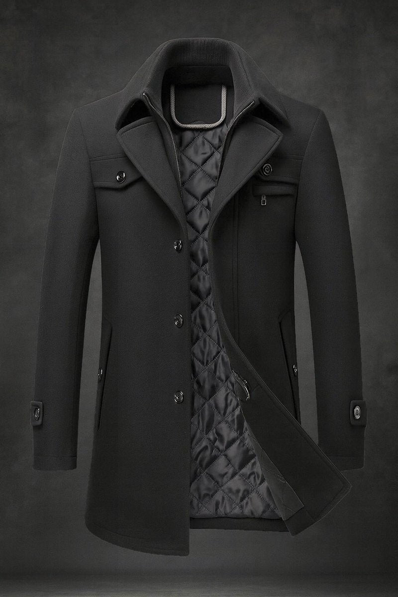 Luca | Graceful Quilted-Lined Double-Collar Mens Overcoat
