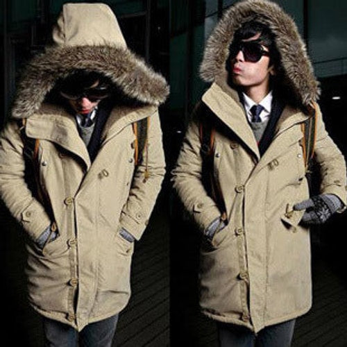 Luca | Sophisticated Fur-Trim Hooded Mens Parka Jacket