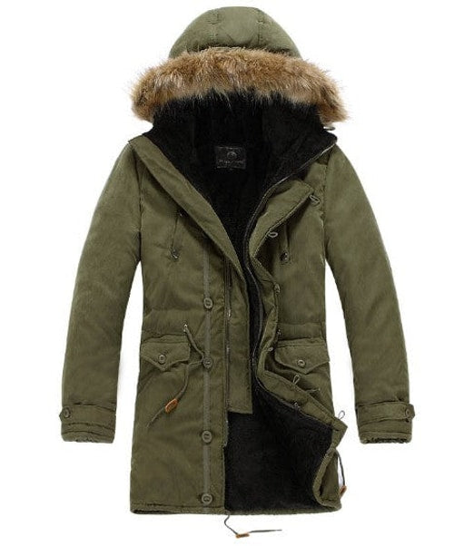 Luca | Sophisticated Fur-Trim Hooded Mens Parka Jacket