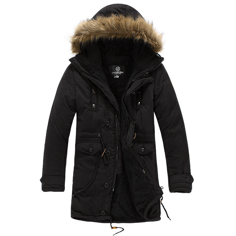 Luca | Sophisticated Fur-Trim Hooded Mens Parka Jacket