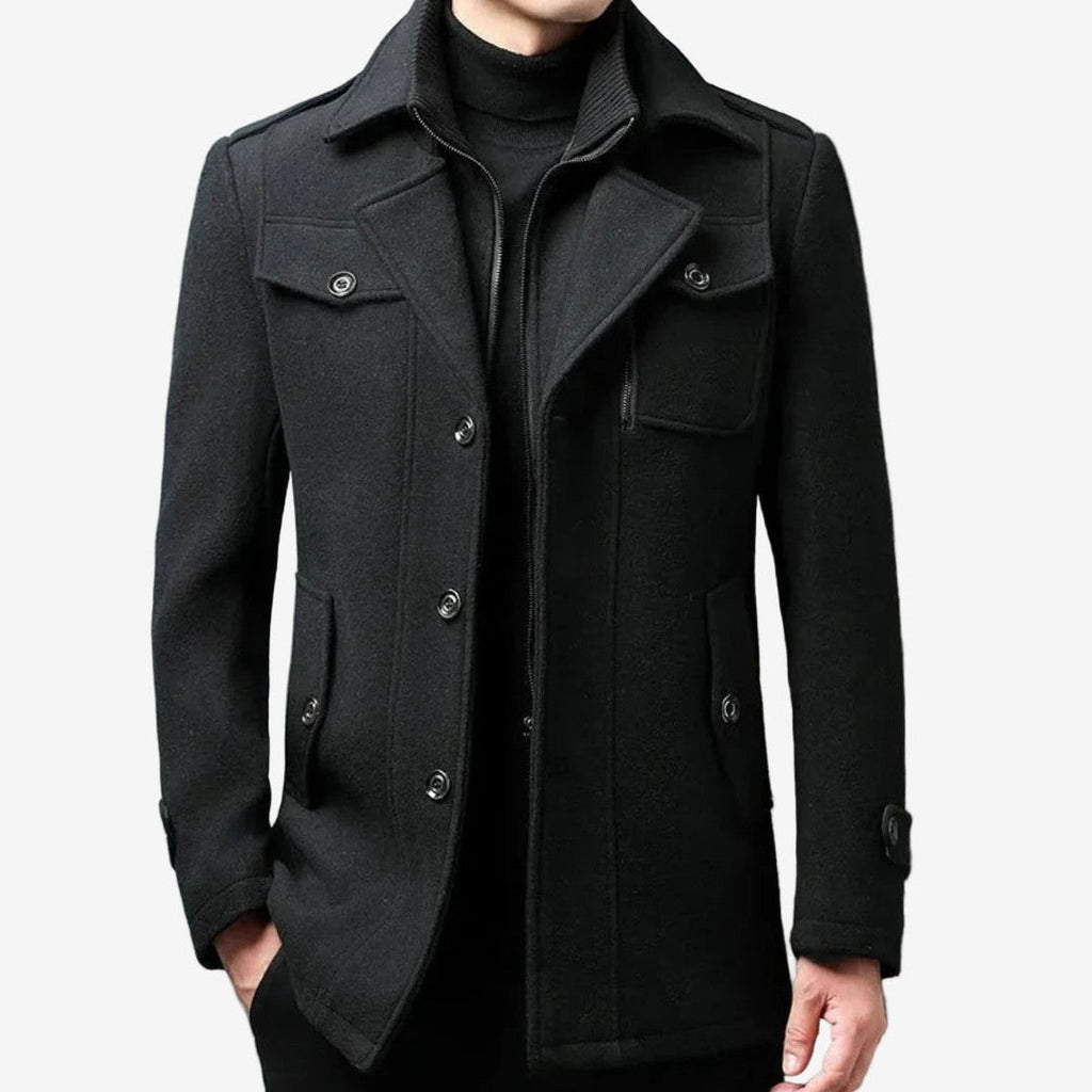 Lucas | Sophisticated Double-Breasted Mens Coats with Funnel Collar
