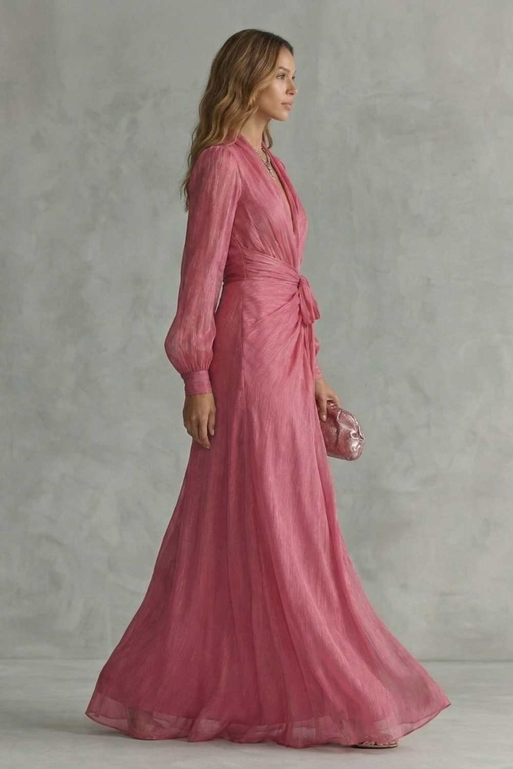 Luna | Cosy Wrap Front Long Sleeve Maxi Christmas Dress