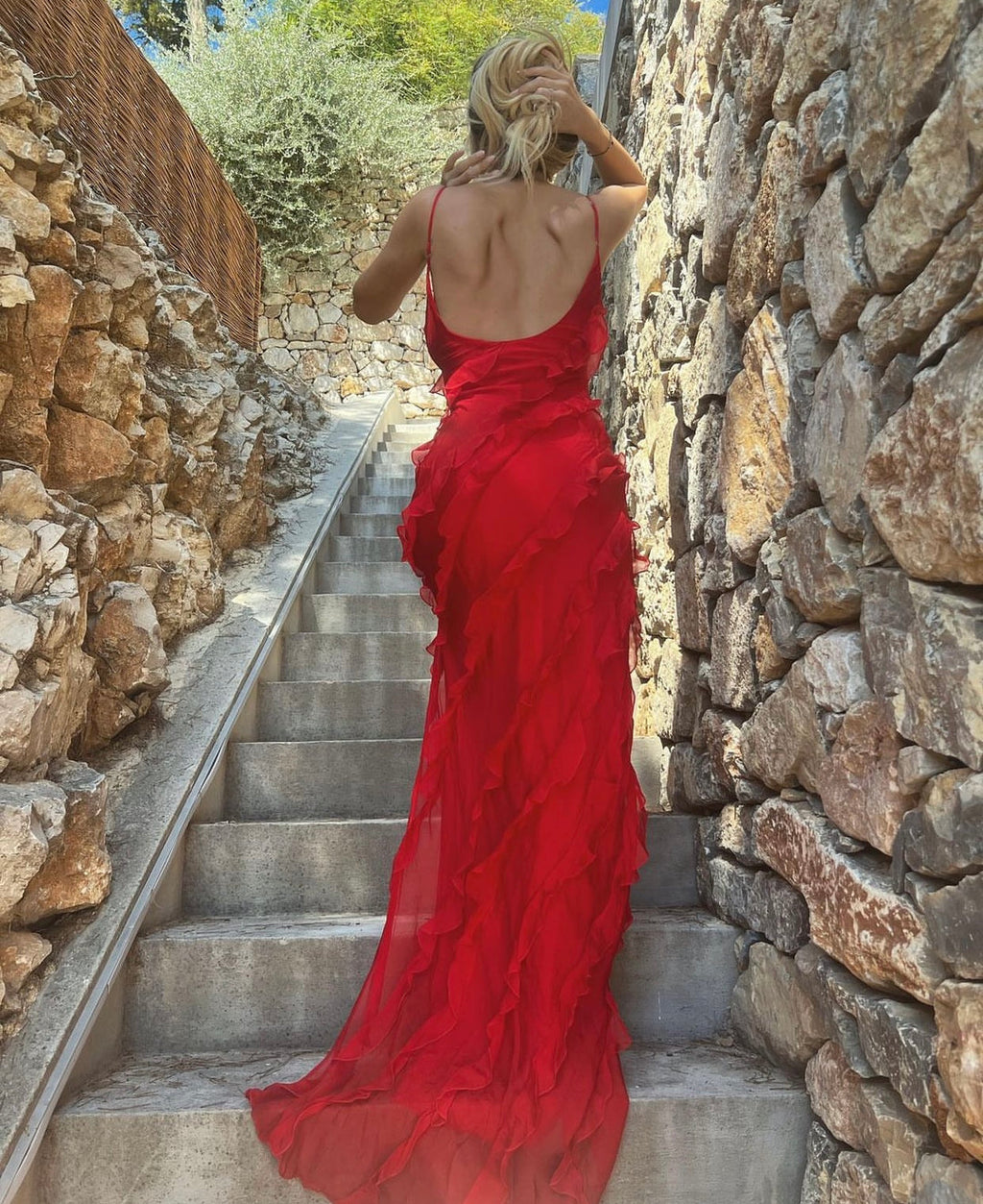 Luna | Elegant Ruffle Christmas Party Maxi Dress