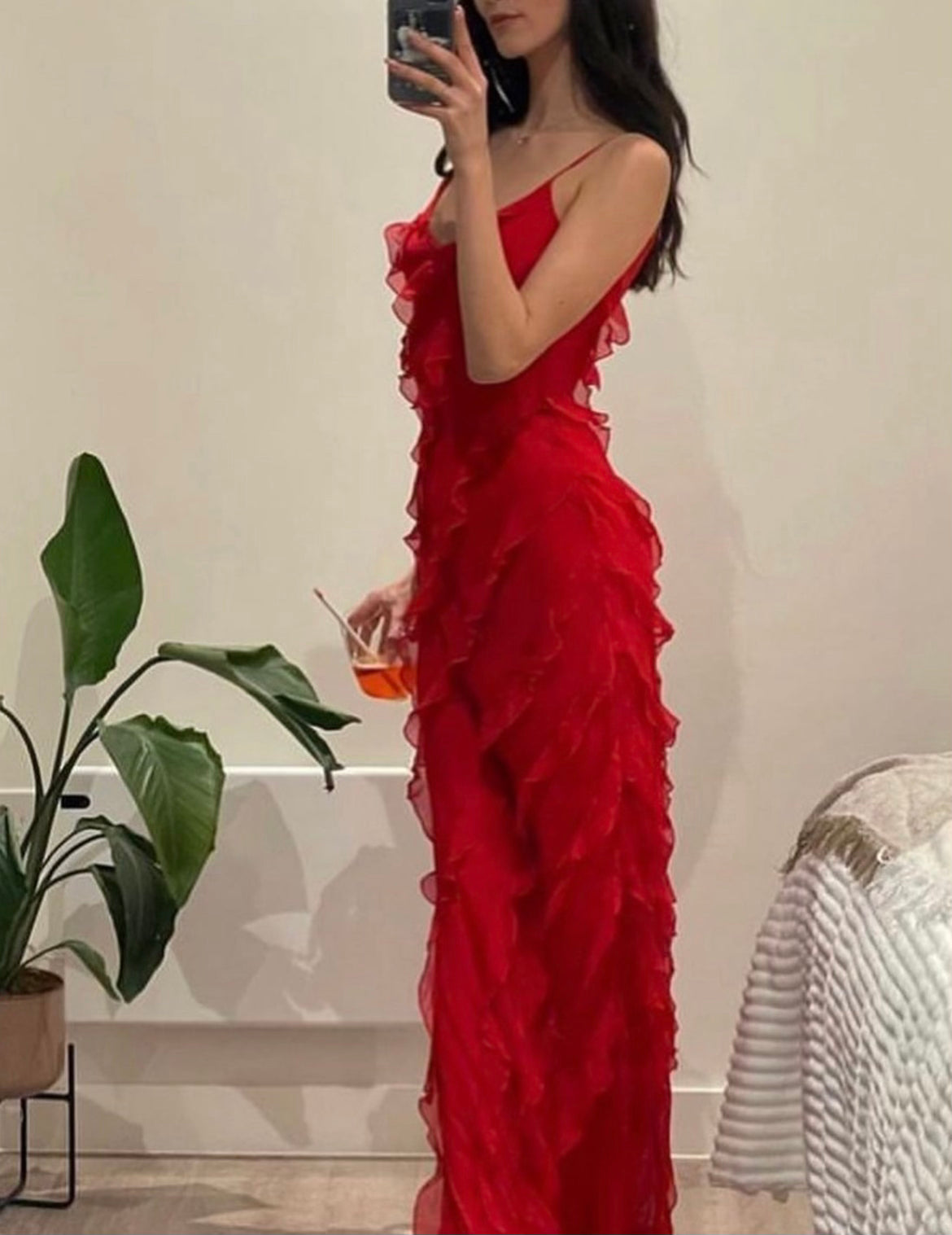 Luna | Elegant Ruffle Christmas Party Maxi Dress
