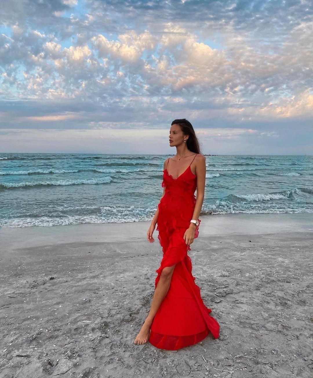 Luna | Elegant Ruffle Christmas Party Maxi Dress