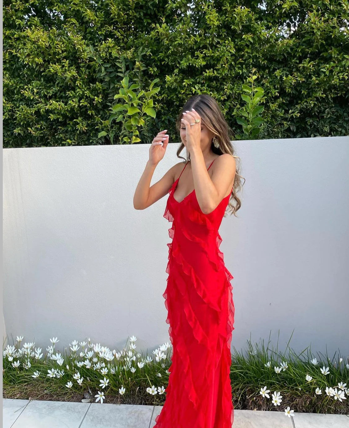 Luna | Elegant Ruffle Christmas Party Maxi Dress