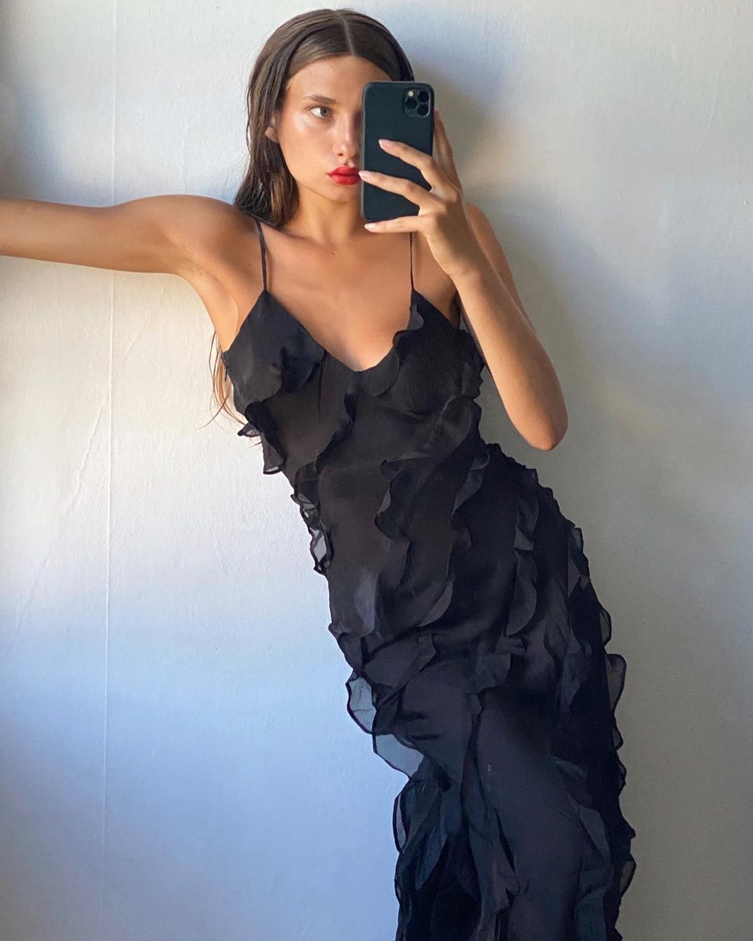 Luna | Elegant Ruffle Christmas Party Maxi Dress
