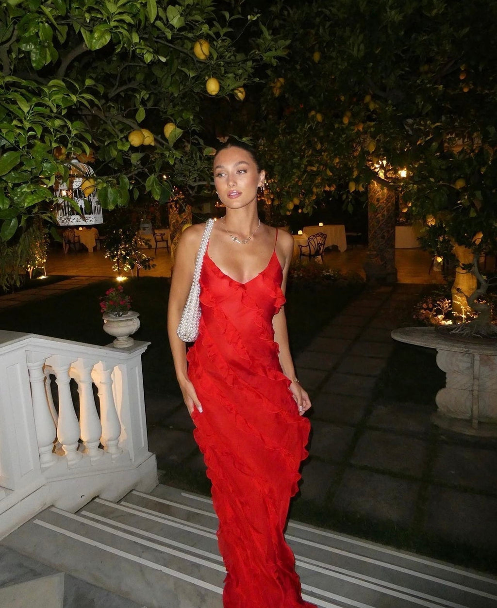 Luna | Elegant Ruffle Christmas Party Maxi Dress