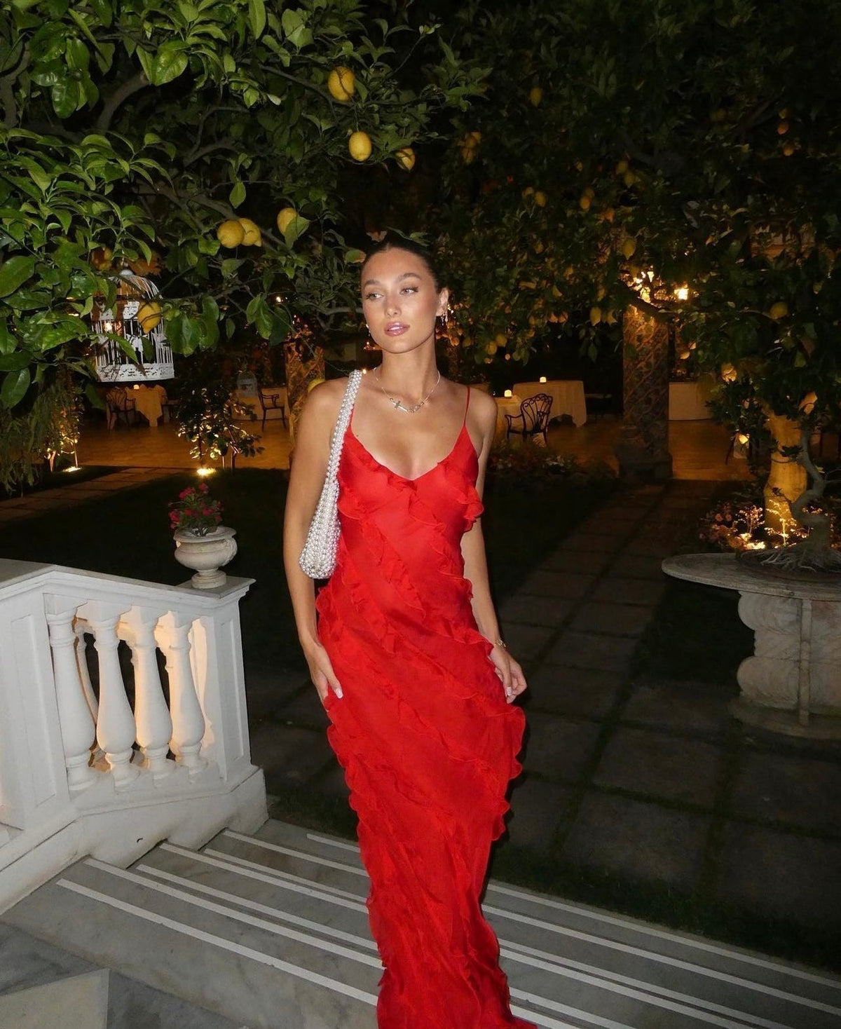 Luna | Elegant Ruffle Christmas Party Maxi Dress