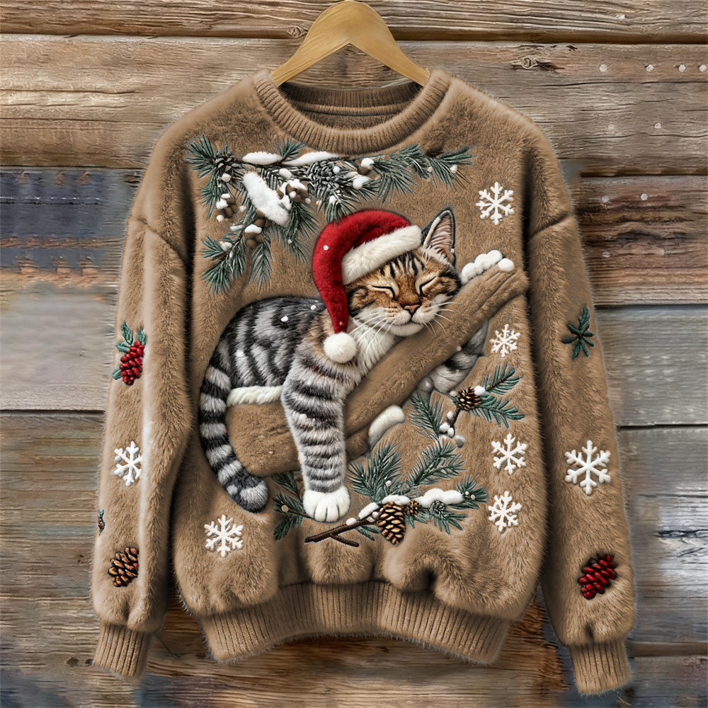 Luna | Timeless Festive Cat Print Ladies Xmas Jumpers