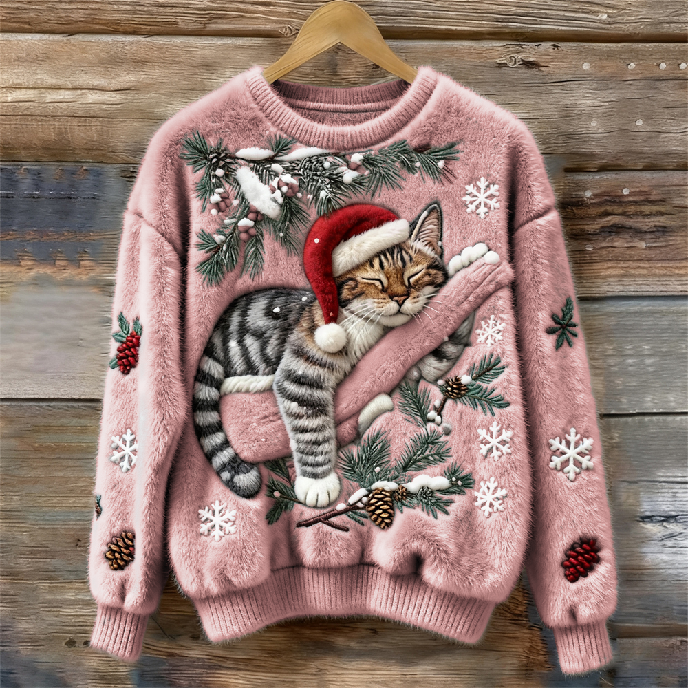 Luna | Timeless Festive Cat Print Ladies Xmas Jumpers