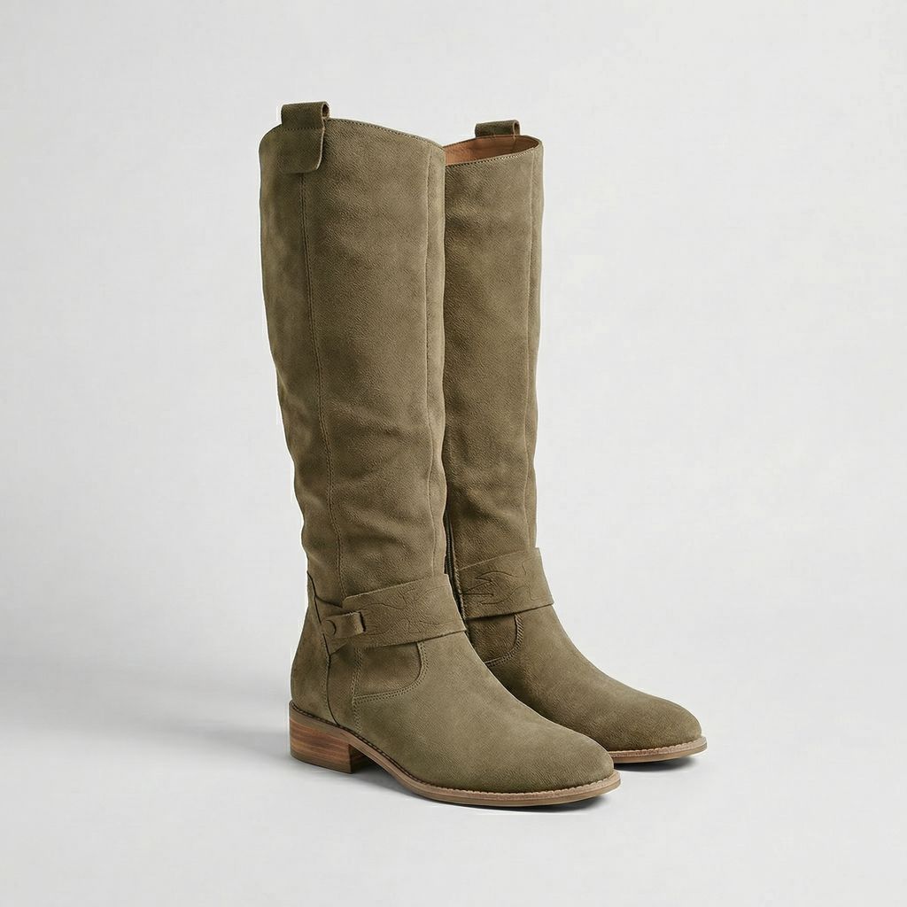 Lyla | Chic Slouchy Knee High Boots with Buckle Strap