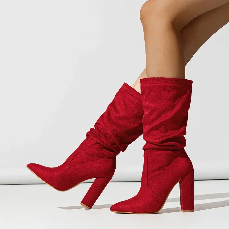 Lyra | Graceful Slouchy Block Heel Knee High Boots