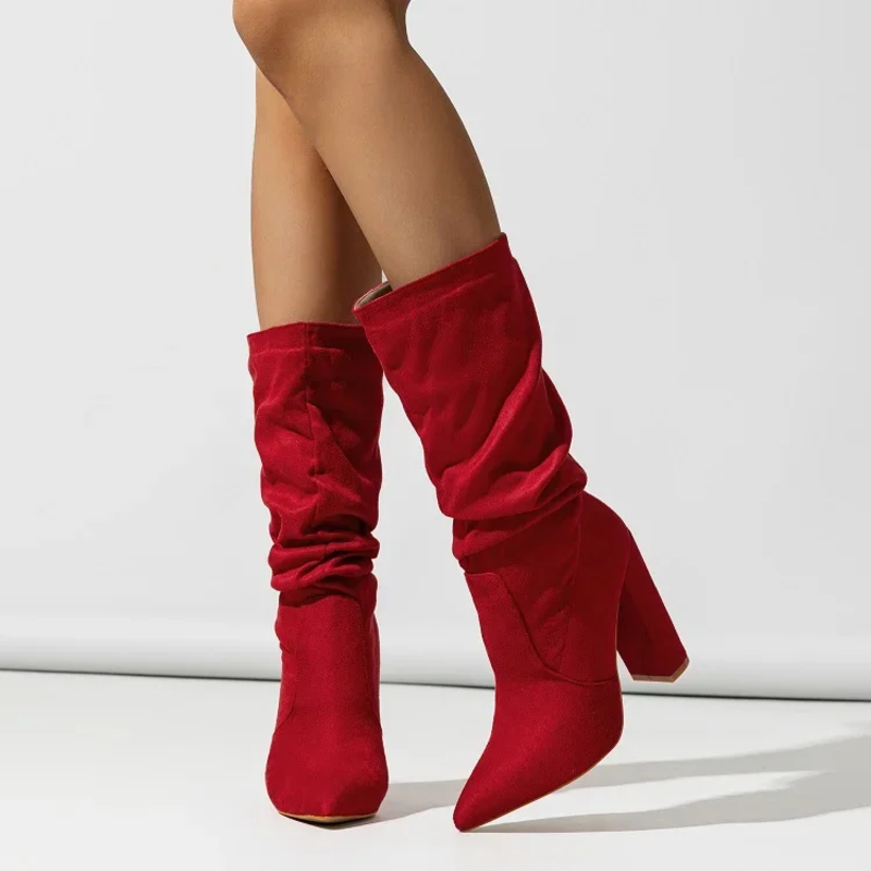 Lyra | Graceful Slouchy Block Heel Knee High Boots