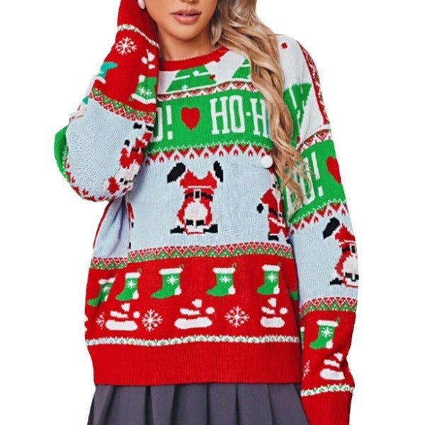Lyra | Polished Santa Print Ladies Xmas Jumpers