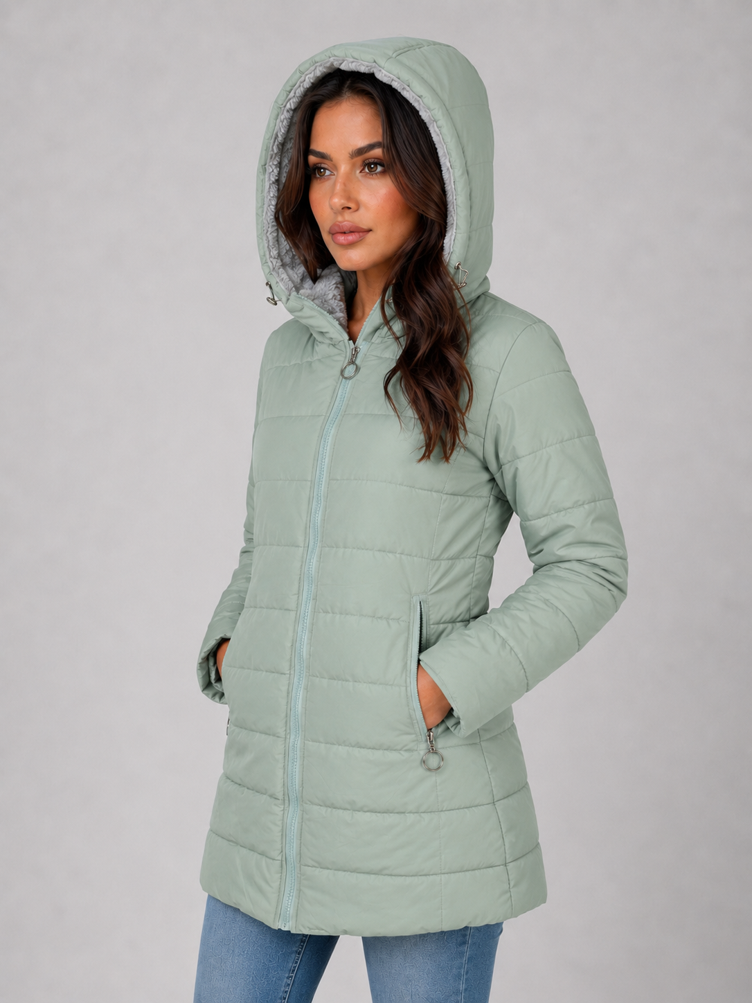 Lyra | Stylish Hooded Longline Quilted Puffer Coat