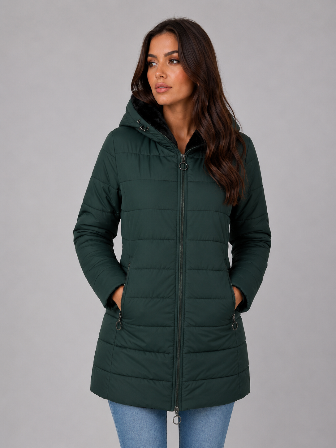 Lyra | Stylish Hooded Longline Quilted Puffer Coat
