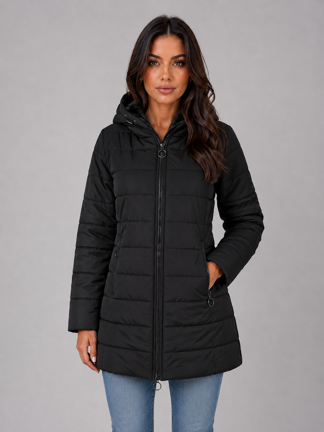 Lyra | Stylish Hooded Longline Quilted Puffer Coat