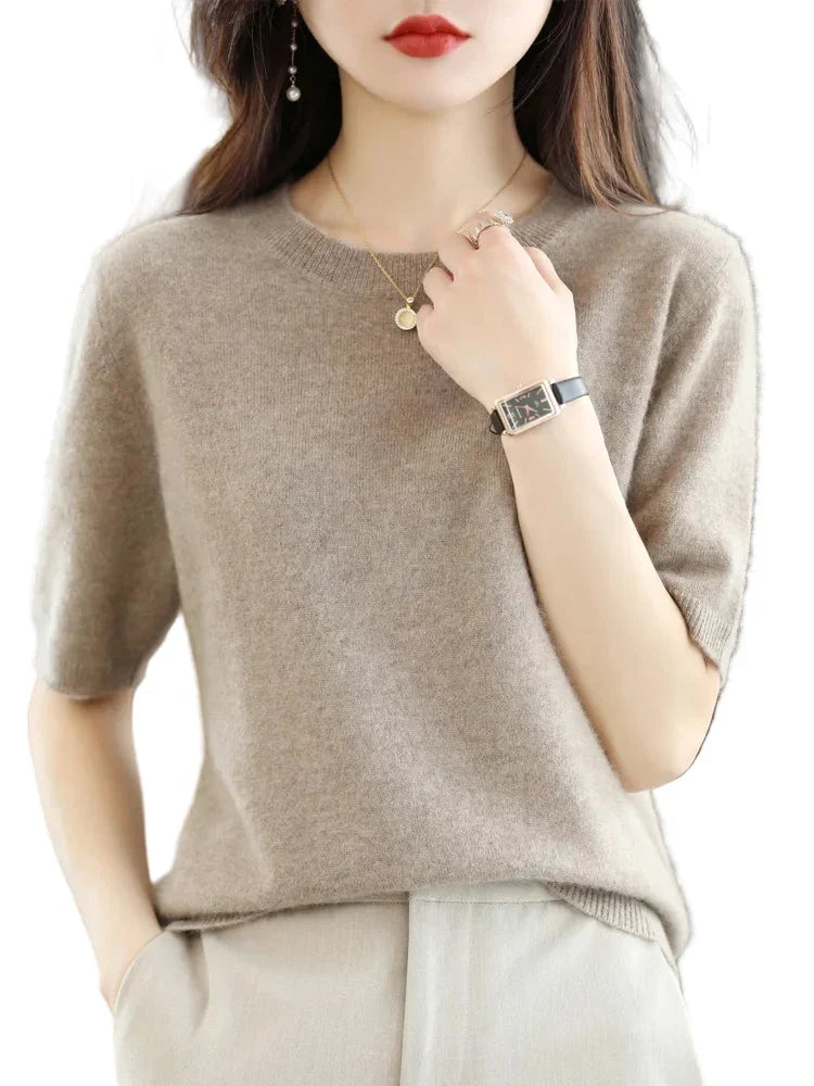 Mabel | Elegant Short Sleeve Crew Neck Womens Knit Jumper