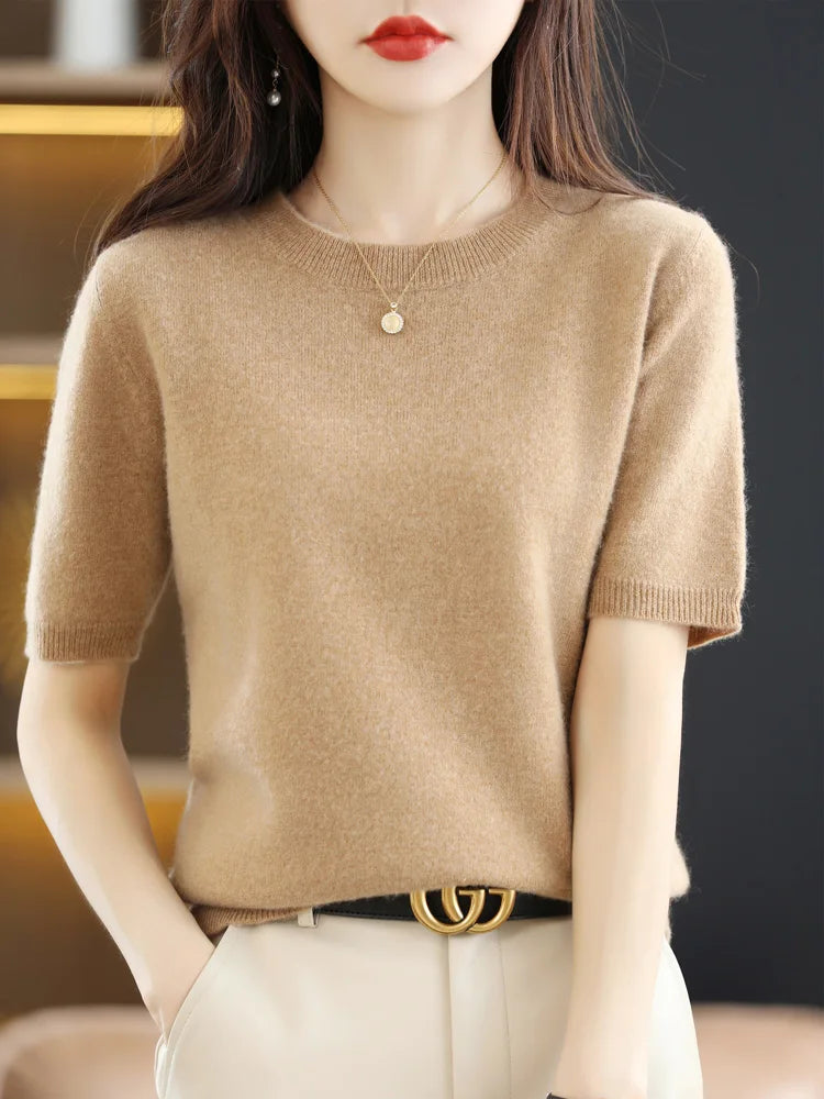 Mabel | Elegant Short Sleeve Crew Neck Womens Knit Jumper
