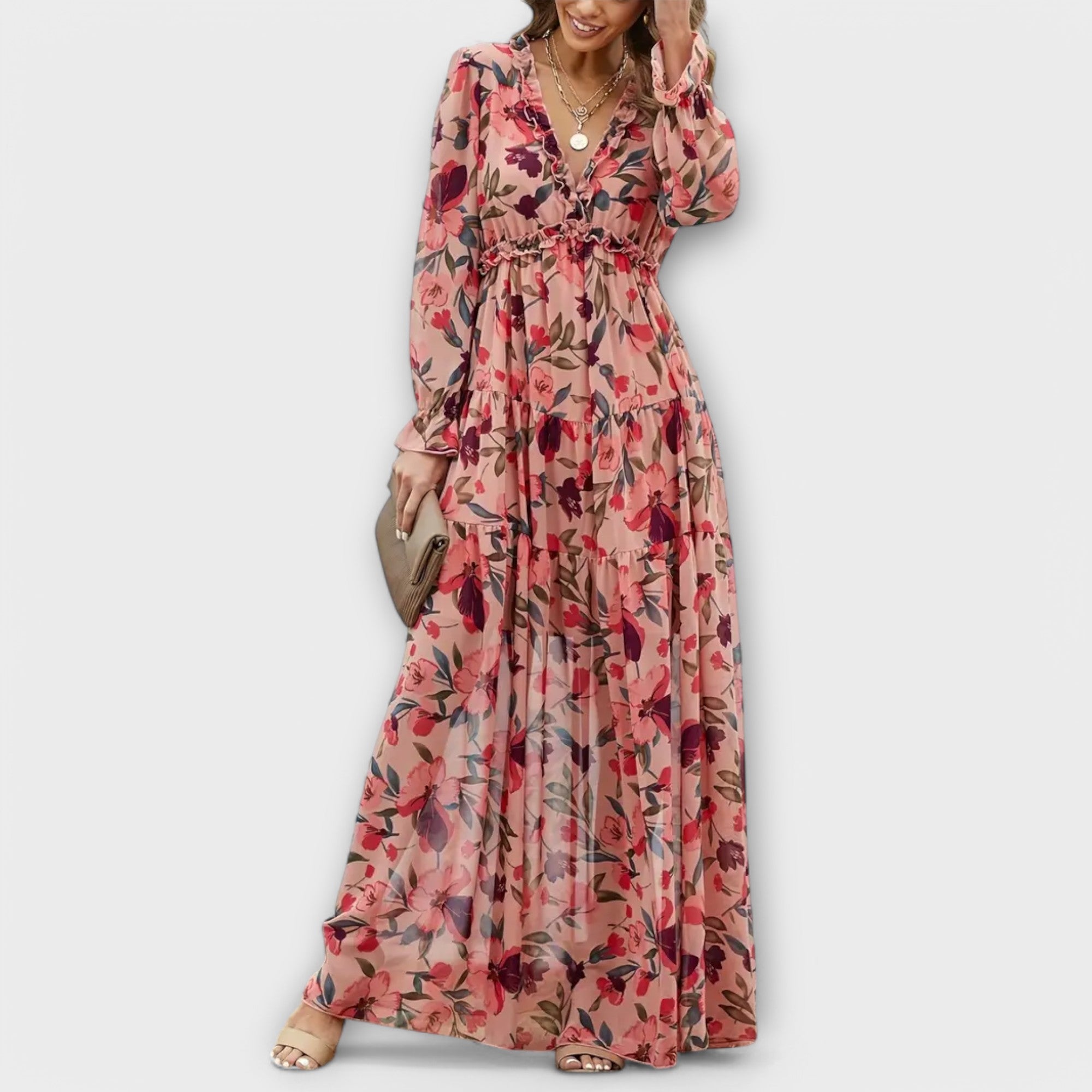 Mabel | Stylish Floral Tiered Maxi Cocktail Dress