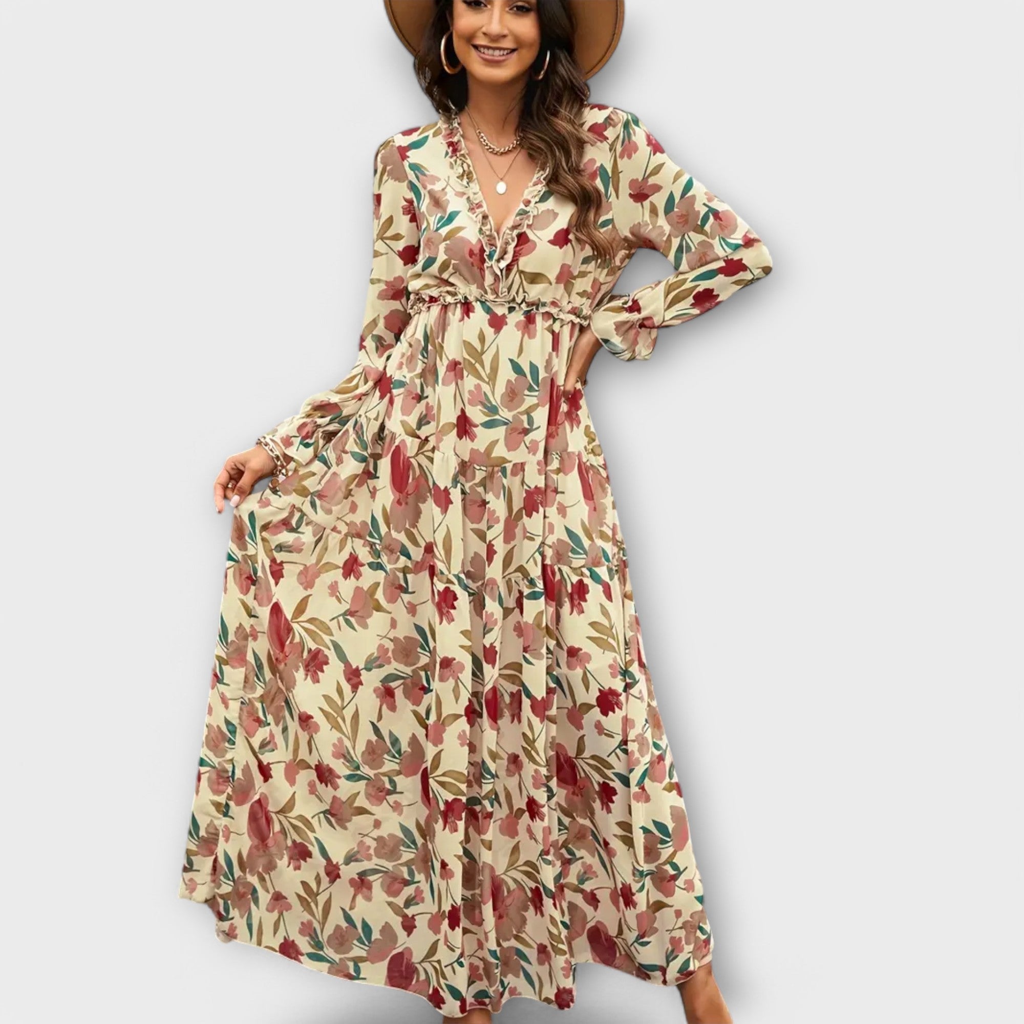 Mabel | Stylish Floral Tiered Maxi Cocktail Dress