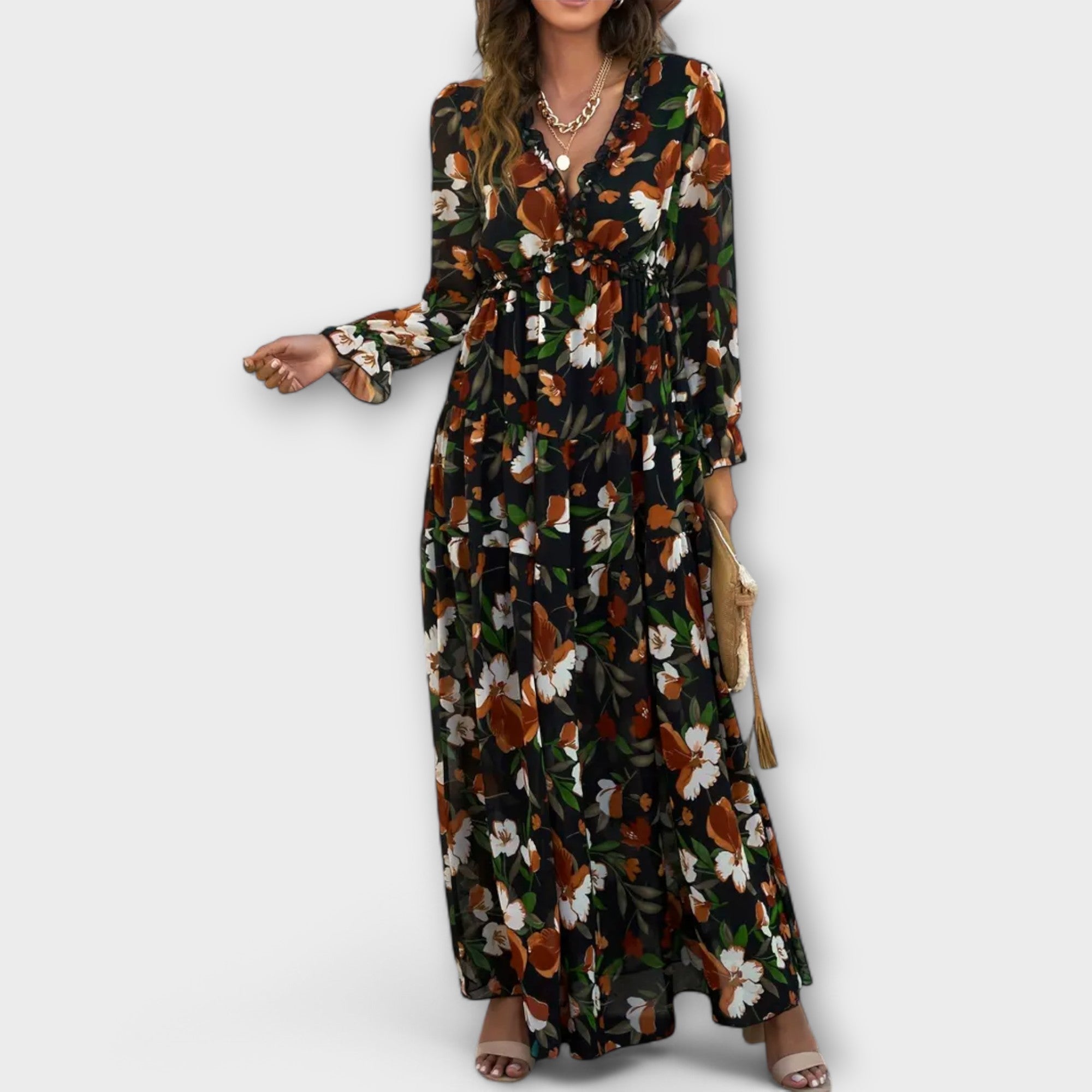 Mabel | Stylish Floral Tiered Maxi Cocktail Dress