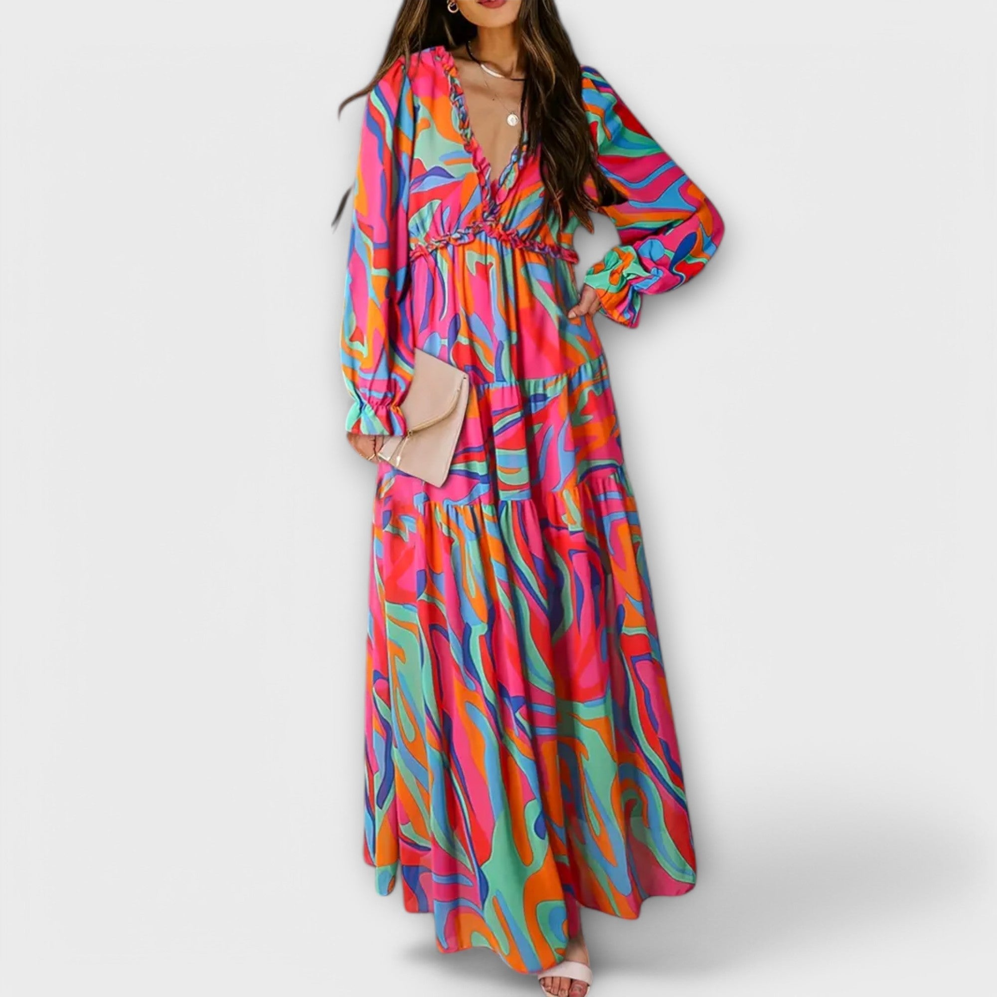 Mabel | Stylish Floral Tiered Maxi Cocktail Dress