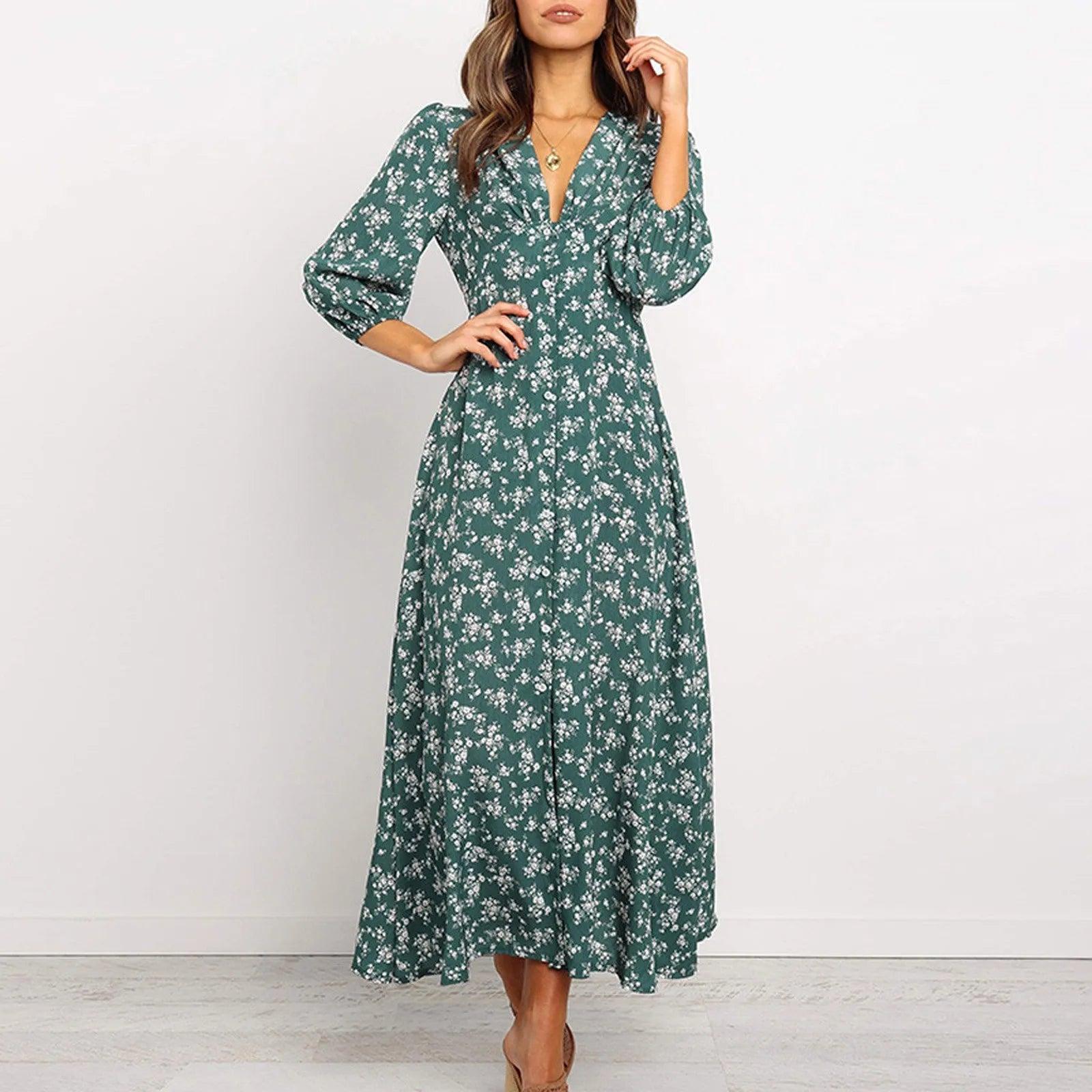 Maeve | Chic Floral Long Sleeve Maxi Cocktail Dress