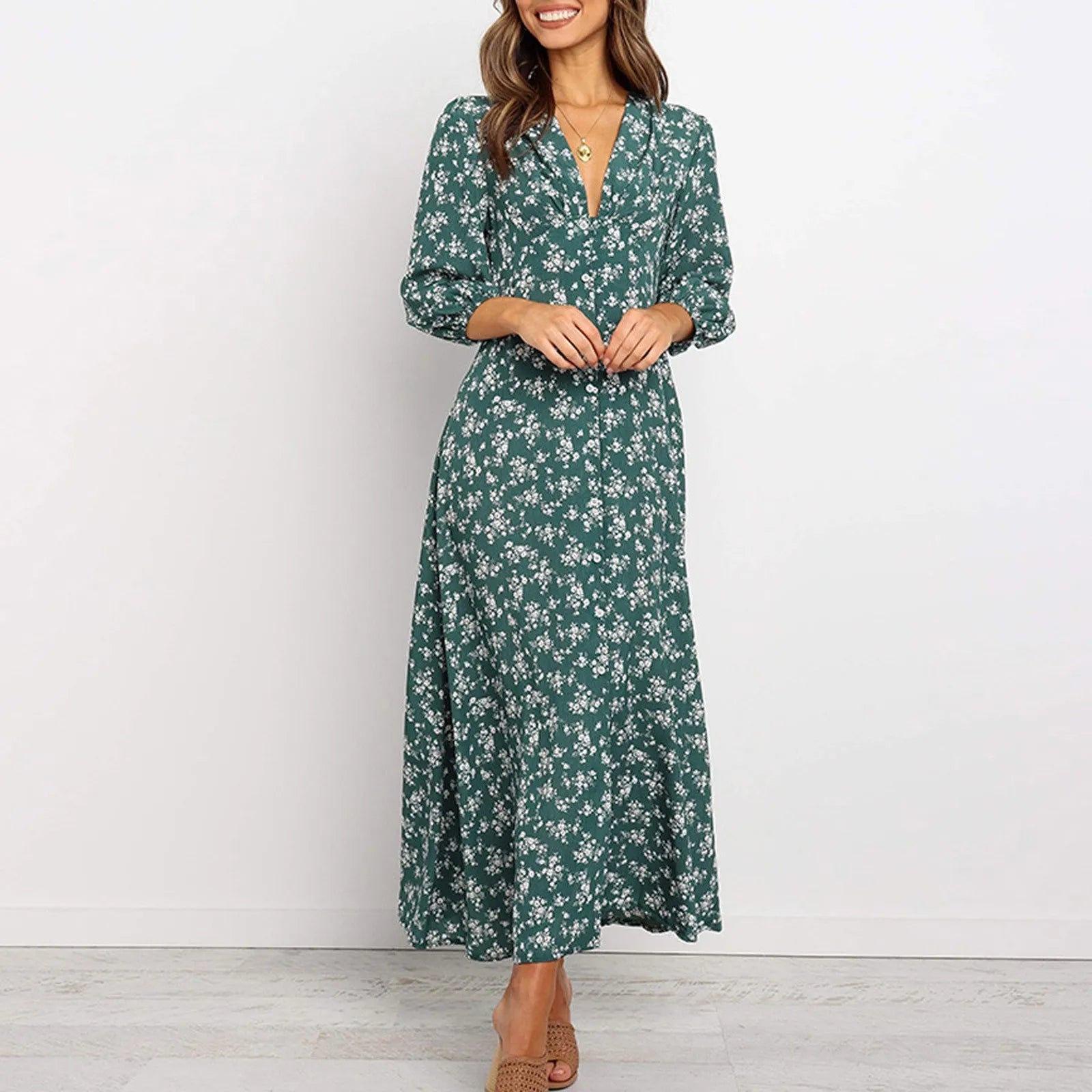 Maeve | Chic Floral Long Sleeve Maxi Cocktail Dress