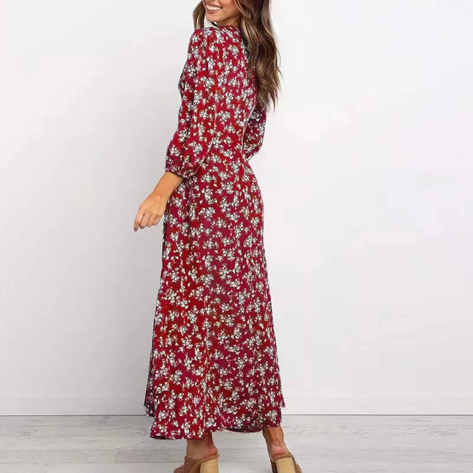 Maeve | Chic Floral Long Sleeve Maxi Cocktail Dress